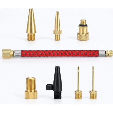 Kit d'Adaptateur de Valve pour Pompe à Vélo 8 Pièces Embouts et Accessoires Spécifiques, Adaptateurs de Gonflage, Pour Vélos de Route et de Montagne (1/5)