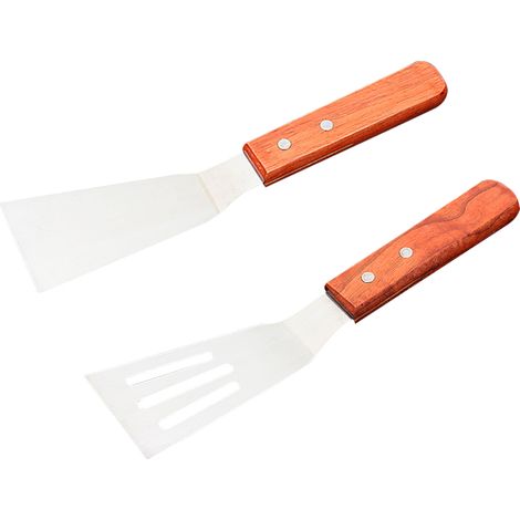 2 uds espátula de Metal accesorios de plancha de acero inoxidable aleta giratoria para tortitas para cocinar a la parrilla