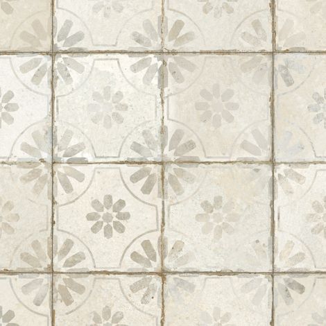 Carrelage Vintage effet Carreau ciment Blanc 45x45x0,95 cm Selvara - Sol et mur intérieur (vendu par carton de 1 m²) - RO'MA CARRELAGE