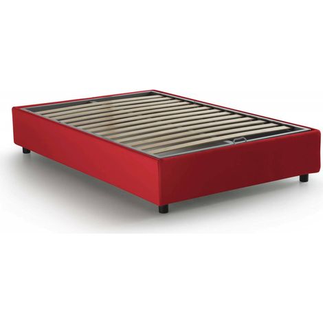 Talamo Italia - Letto piazza e mezza Ariba, Letto contenitore con rivestimento in tessuto, 100% Made in Italy, Apertura laterale, adatto per materasso Cm 120x190, Rosso