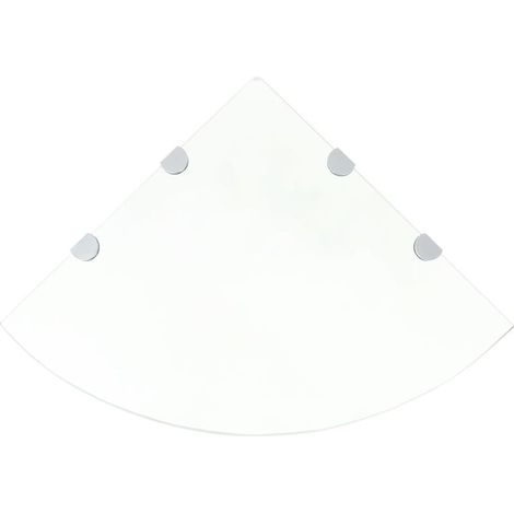 Étagère d'angle avec supports chromés, verre transparent, 45 x 45 cm (1/5)