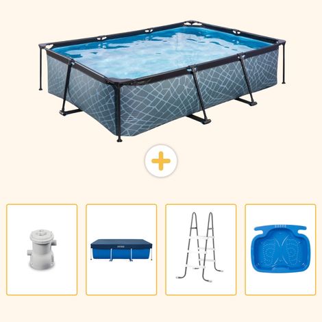 Exit-toys Piscine Exit Rectangulaire - Effet Pierre - 300x200x65 cm - 5-pièces S314 (1/5)