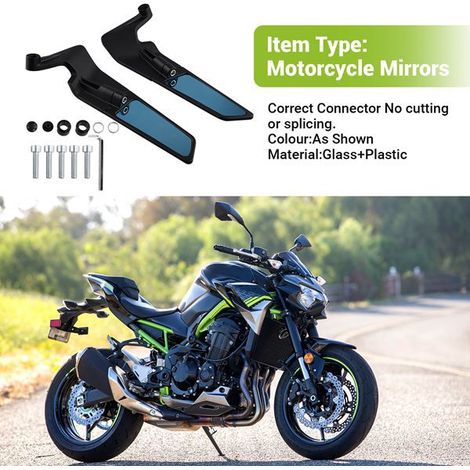 1 Paar verstellbare, drehbare Rückspiegel, passend für Kawasaki Z650 und Z900 Modelle 21-23 (1/4)