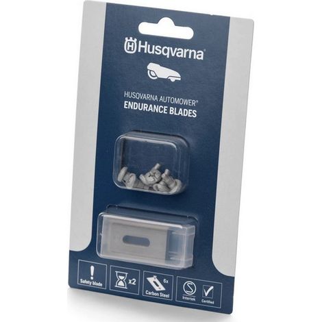 Kit de 6 lames Endurance HSS pour tondeuse robot – Longueur 35mm – Compatible Husqvarna, Gardena, Mc Culloch – Acier traité pour coupe durable