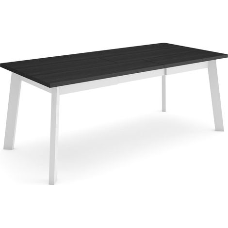 Skraut Home - Table Ă manger, Meuble Salle Ă Manger, 200, Pour 10 personnes, Pieds en bois, Style moderne, Noir (1/5)