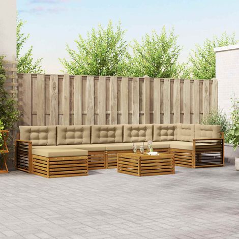 Outdoor-Sofagarnitur 8 pcs Natur und Beige Massivholz Akazie (1/5)