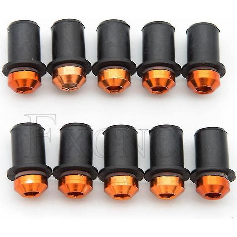 Kit de fixation universel de pare-brise moto 5 mm (vis, boulons et écrous) pour Yamaha R1 R6 R3 FZ1 FZ6 FZ16 R125 XJ6 - orange (1/5)