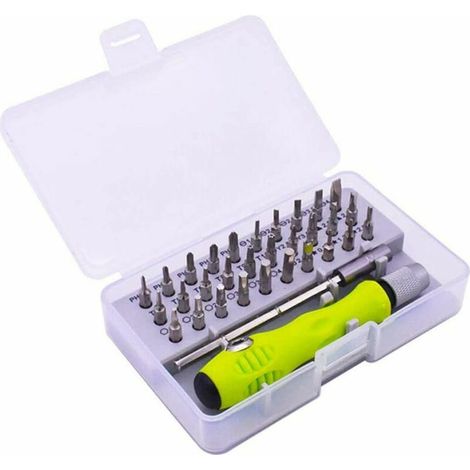 Kit de 32 destornilladores de precisión portátiles, herramientas de reparación para teléfonos, computadoras, juguetes, gafas, relojes, etc. (1/5)