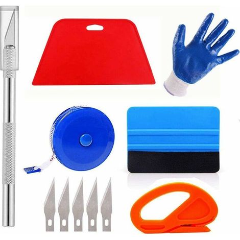 Outil professionnel de suspension de papier peint, outil d'application de papier peint avec outil de découpe, raclette en feutre, raclette rigide, mètre ruban pour film vinyle, pose de papier peint (1/4)