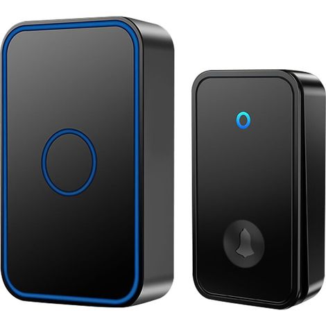 KZQ Sonnette sans Fil, Sonnette de Porte Étanche Kit de Carillon Electronique avec 1 Récepteurs Enfichables, 60 Mélodies pour Maison, Bureau, Hôtel (1/5)