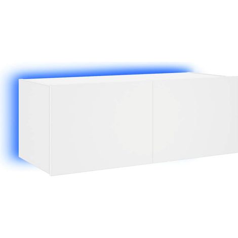 Wand-TV-Schrank mit LED-Lichtern Weiß 80x35x31 cm