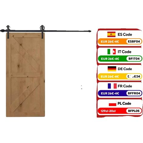 Kit para puerta corredera, material de acero, 200 cm de largo, soporta puertas de hasta 80 kg, fácil montaje, certificado CE. (1/5)