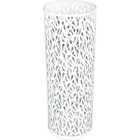 Porte-parapluie rond métal blanc 23x15 cm ajouré résistant rustique bureau entrée maison