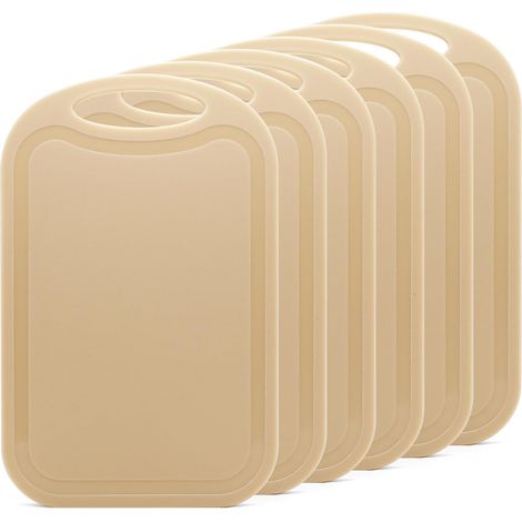 6 Pièces Planches à Découper Plastiques, Planche a Decouper de Cuisine 25 × 16 cm, avec Rainure et Poignée, Passe au Lave-Vaisselle Pour Fruits et Légumes - Sans BPA (1/5)