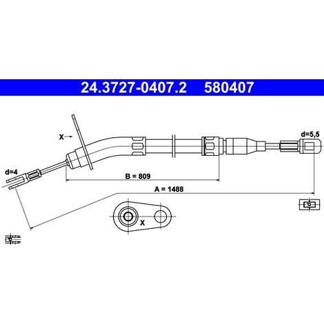Tirette à câble, frein de stationnement ATE 24.3727-0407.2 MERCEDES-BENZ