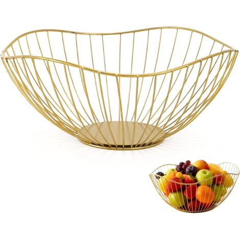 Goldener Obstkorb aus Metall – Aufbewahrungskorb aus Stahldraht, perfekt für die Küchentheke und als Dekoration für Ihr Zuhause. (1/5)