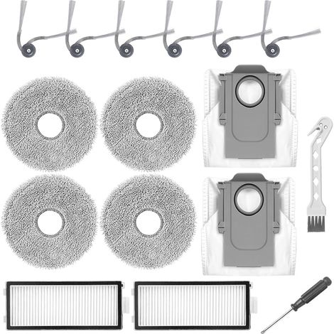 Kit di accessori da 16 pezzi per Roborock Saros Z70: accessori di ricambio per aspirapolvere, 6 spazzole laterali, 4 panni di ricambio, 2 filtri HEPA, 2 sacchetti per la polvere, 1 spazzola per la pul (1/5)