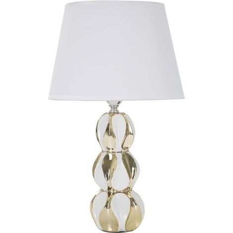Lampada da tavolo Glam Balls in ceramica bianca e oro con base a sfere