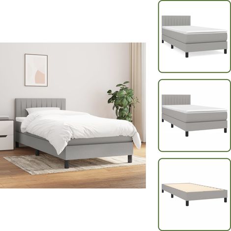 Boxspringbett mit Matratze Hellgrau 90x200 cm Stoff - Boxspringbett - Doppelbett - Bettenrahmen - Schlafsystem - Hellgrau (1/5)