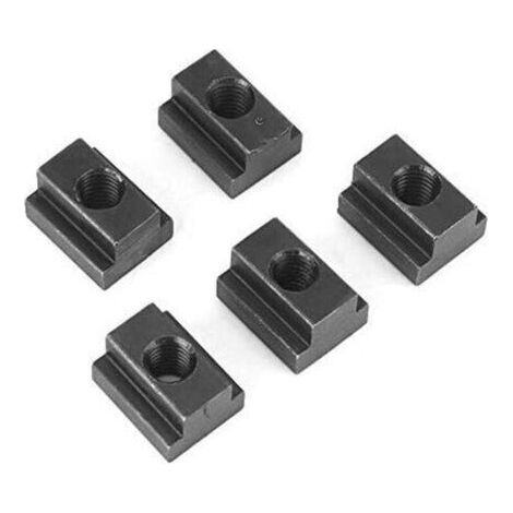 Lot de 5 Ecrous à Rainure en T M8/M10 Ecrou de Filetage en T avec Finition Oxyde Noir Écrous T-Slot en Acier Écrou à Rainurer de Table de Serrage pour Connecter d'autres Pièces (M8) A (1/4)