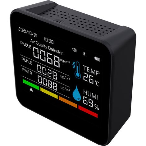 Monitor de CO2 portátil, sensor de 1 ppm, detector de CO2, temperatura, humedad y PM2.5, alarma, aplicación móvil, para (1/5)