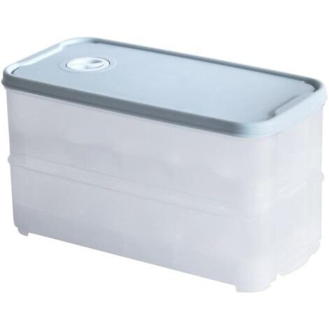 Boîte à œufs empilable pour le transport au réfrigérateur, 20 œufs, 2 couches, 24,5 x 13,2 x 12 cm, couvercle en plastique, lavable au lave-vaisselle