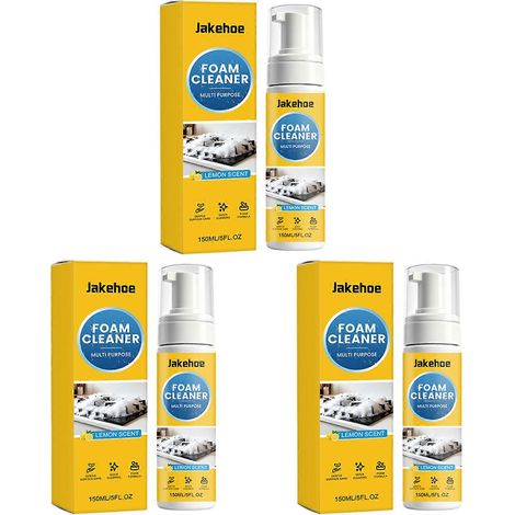 Spray nettoyant moussant multi-usages - Détachant puissant pour intérieur de voiture et sièges en cuir, solution de nettoyage sans rinçage à séchage rapide (3 pièces) (1/5)