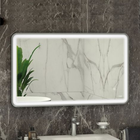 RAK Art Brushed Nickel 600mm x 1000mm Soft Illuminated LED Mirror - RAKARTSFBN5003 (1/2)