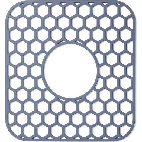 Tapis d'Évier en Silicone Antidérapant,Tapis Fond d'Évier Cuisine avec Trou Central,Protec Évier Cuisine Résistante à la Chaleur,Tapis de Protection pour Ustensiles,Lavable au Lave Vaisselle,29,5x32cm (1/5)