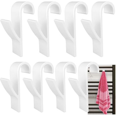 Round radiator hook, 8 pieces, towel rail hook, fits all standard radiators, removable (white) (1/5)