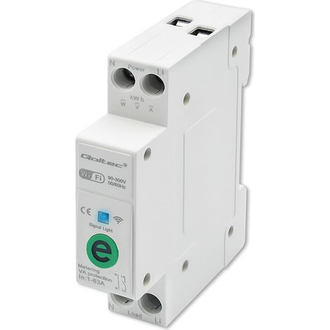 Relè Qoltec 63A per guida DIN con contatore elettrico  eWeLink di Sonoff  Wi-Fi  LED (1/5)