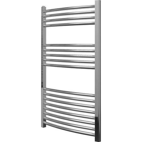 Greened House 600mm wide x 600mm Chrome Flat Central Heating Towel Rail high Designer Straight Towel radiator