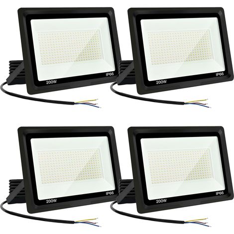 4 200W Projecteur LED,spot led extérieur 20000LM Super Brillant Projecteur LED Exterieur IP66 Etanche Projecteur Exterieur Led 6500K Blanc Froid Projecteur Led pour Garage, Jardin, Terrace, Cour (1/5)