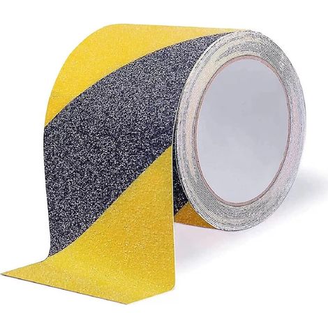 Cinta antideslizante para escaleras exteriores de 10 cm x 5 m – Cinta adhesiva resistente al desgaste – Superficie mate para máxima seguridad – Amarillo/negro - 10 cm x 5 m (1/5)