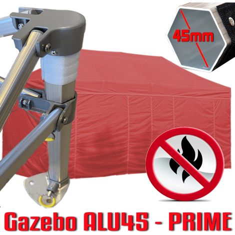 Gazebo 3x6 m rosso certificato IGNIFUGO pieghevole alluminio piantone esagonale 45mm portatile estendibile richiudibile estensibile acciaio con laterali per fiere eventi stand chiosco tenda tendone me (1/5)