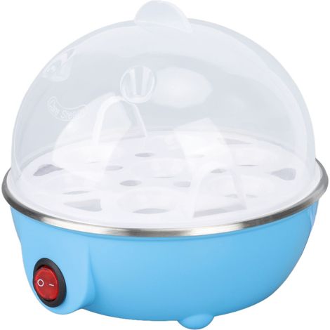 Cuiseur à œufs de poule - Permet de cuire jusqu'à 7 gros œufs durs - Protection anti-surchauffe - Arrêt automatique - Cuiseur à œufs pochés avec plaque chauffante - Prise UE 110 V - Bleu (1/5)