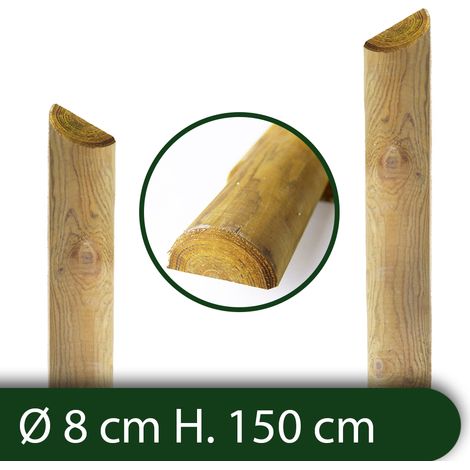 10PZ Mezzi Pali in legno Recinzioni Staccionate Giardino Trattati Ø 8x150 H