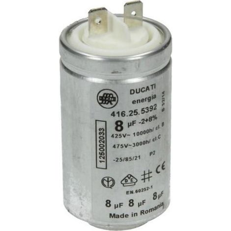 Condensateur 8MF 450V - Pour Sèche-Linge - Compatible Modèles FAURE ARTHUR MARTIN AEG ZANUSSI PROLINE - 1 Pièce