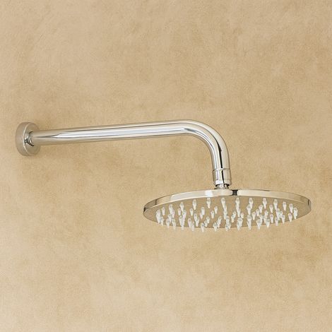 Exagonshop Soffione doccia 20 cm tondo 6,5 mm con braccio cromo