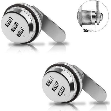 Lot de 2 cadenas - Acier inoxydable - Cadenas à combinaison - Chiffres - Plusieurs chiffres - Résistant aux intempéries - Cadenas à came - Cadenas à cylindre - Cadenas à code à languette rotative pour (1/5)
