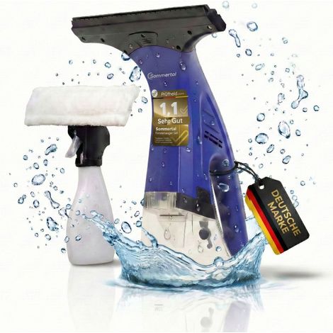 Fenstersauger Set mit Sprühflasche & Mikrofaserpad  Akku Fensterreiniger 1600Pa  25 Min Laufzeit, 250ml Tank  Streifenfreie Reinigung für Fenster