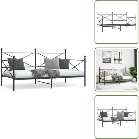 vidaXL Tagesbett ohne Matratze Schwarz 100x200 cm Stahl