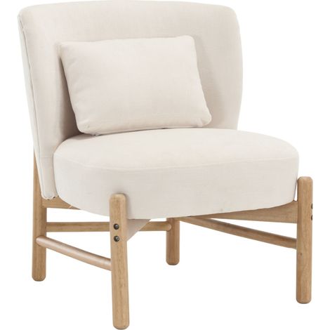Sedia da Salotto in Ciniglia Poltroncina Moderna con Gambe in Legno Poltrone Salotto per Camera da Letto, Bianco (1/5)