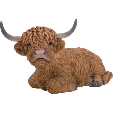 Vache highland assise en résine 22 cm (1/2)