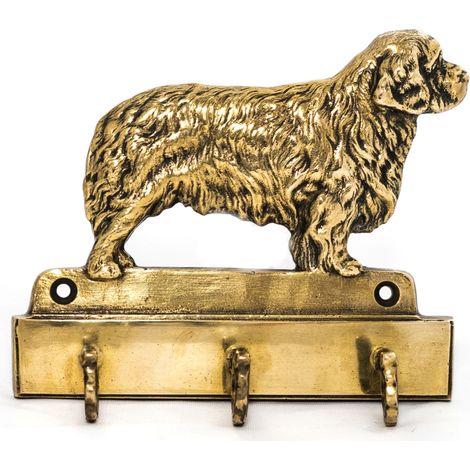 Clumber Spaniel: un colgador de llaves con un perro, un soporte de latón para accesorios para perros, una elegante decoración para el pasillo de Art-Dog (1/5)