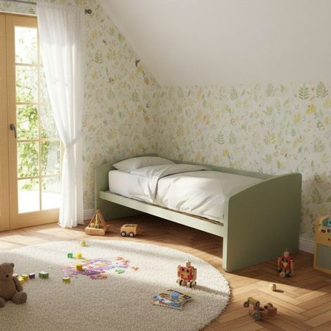 Divano letto singolo italiano con rete a doghe in faggio - 80x190 cm - Salvia