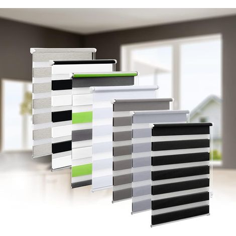 Store enrouleur double Klemmfix sans perçage - 70 cm x 130 (largeur du tissu 66 cm) Noir Protection visuelle transparente et opaque avec supports de serrage 7l 23L