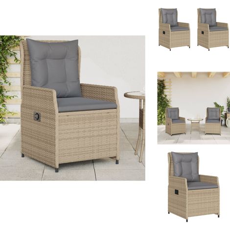 Chaises inclinables de jardin lot de 2 beige résine tressée - Chaise De Jardin Inclinable - Chaises De Jardin Inclinables - Fauteuil De Jardin Inclinable - Chaise De Patio Inclinable (1/5)