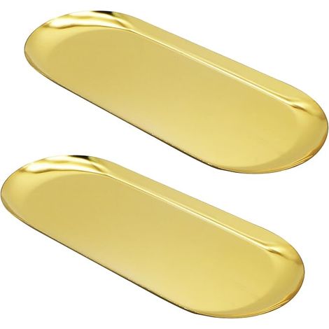 Bandeja Decorativa De Acero Inoxidable - 9 Pulgadas - Forma Ovalada - Juego De 2 (1/5)