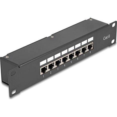Delock Panel de 10 con 8 puertos RJ45 de CAT 6 con doble hembra